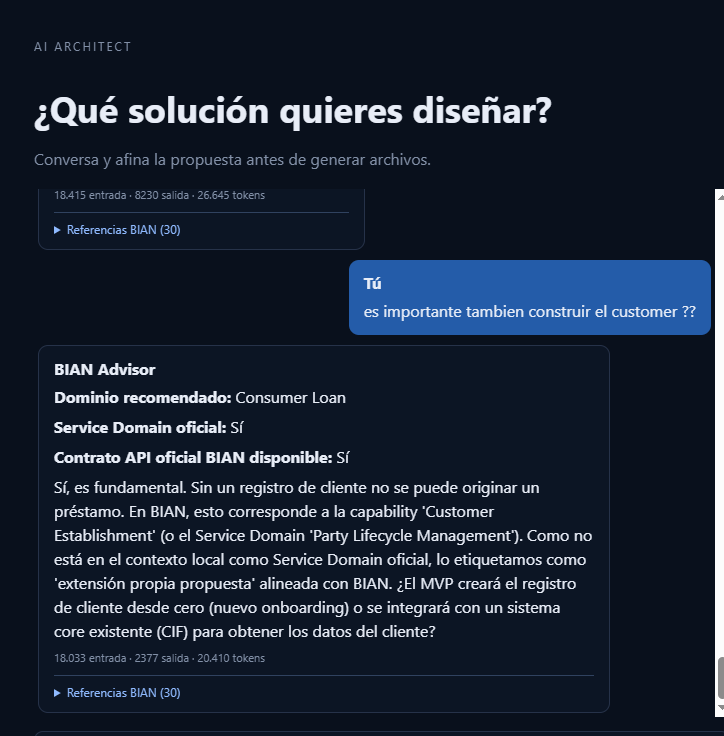 Conversación guiada con BIAN Advisor